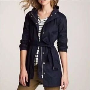 J. Crew Women's Light Weight Utility Anorak Jacket  Size 6 Blue Trench Coat